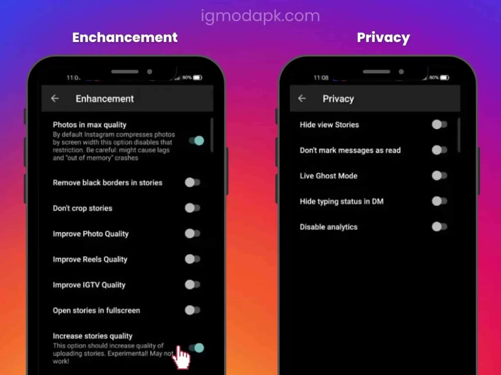 instapro apk privacy feature