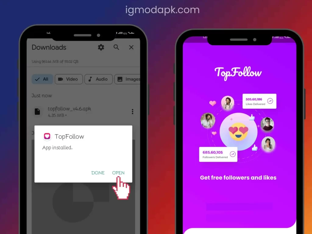 how to install topfollow on android and pc