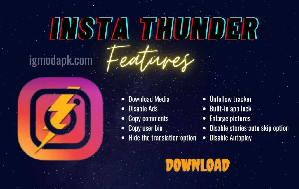 instagram thunder apk features